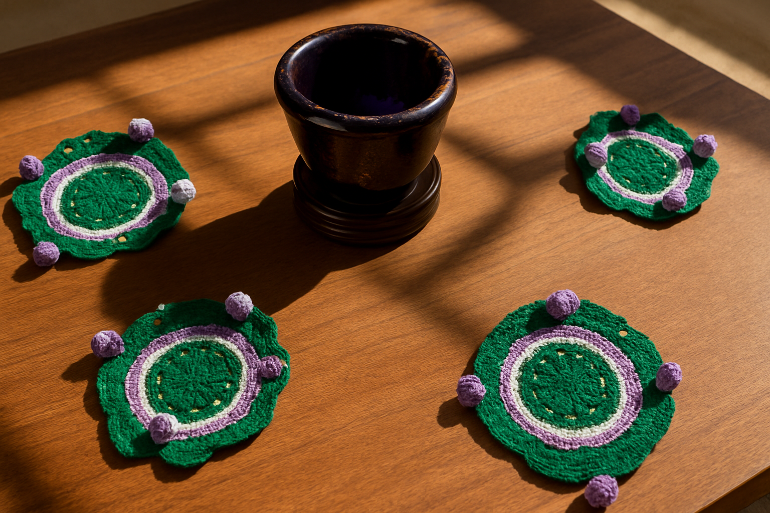 Coasters and Coaster holder - Purple