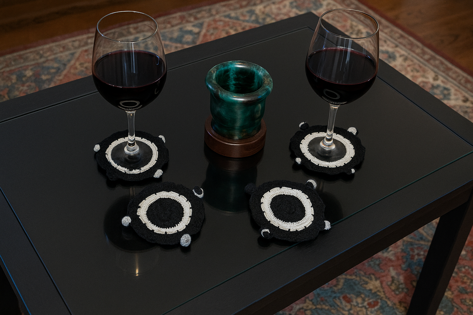 Coasters and Coaster holder - Green