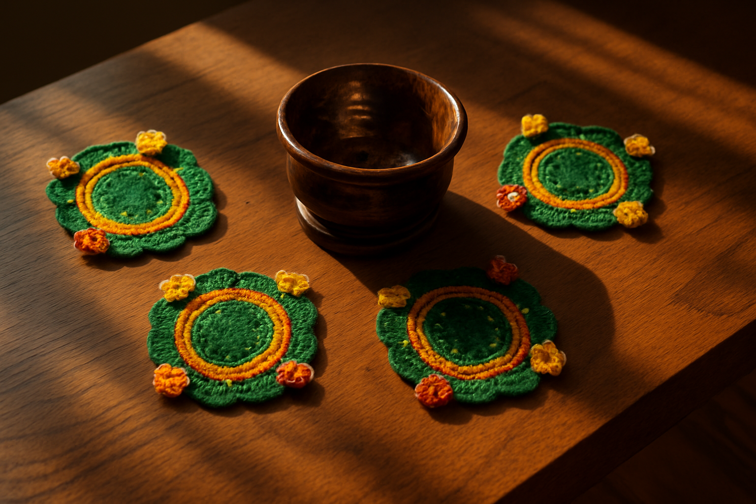 Coasters and Coaster holder - Orange