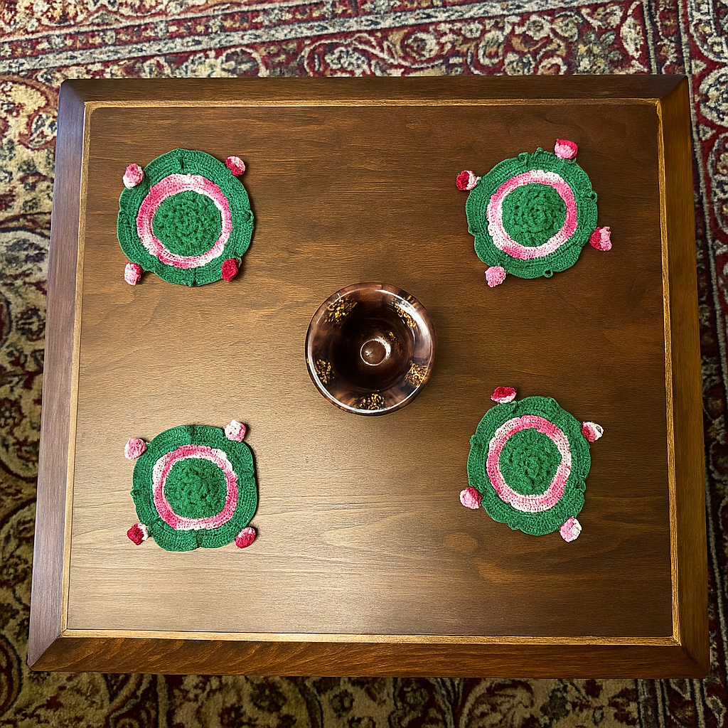 Coasters and Coaster holder - Red