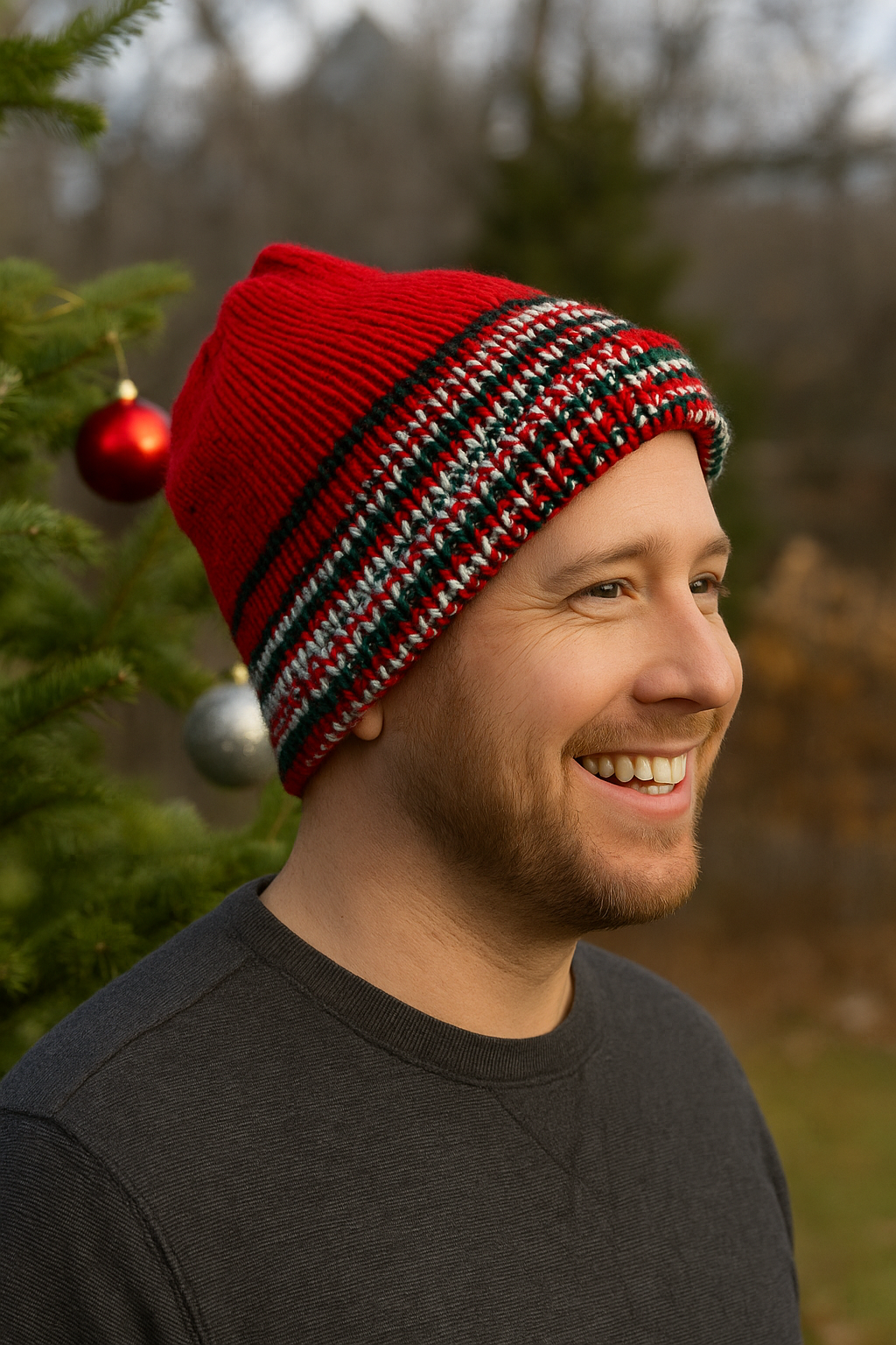 Beanie - Reversible - Christmas