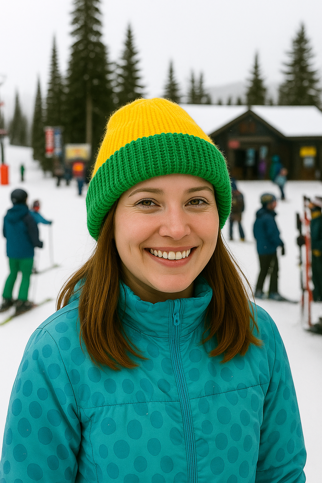 Beanie - Reversible - Green and yellow