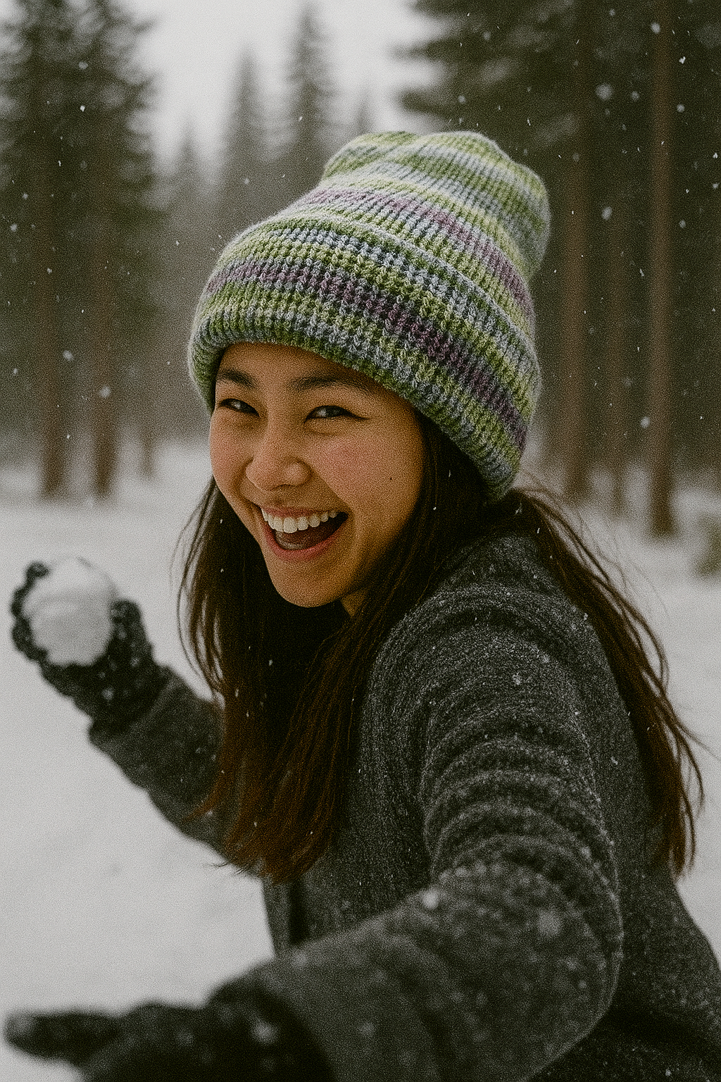 Beanie - Multicolor Green & Purple