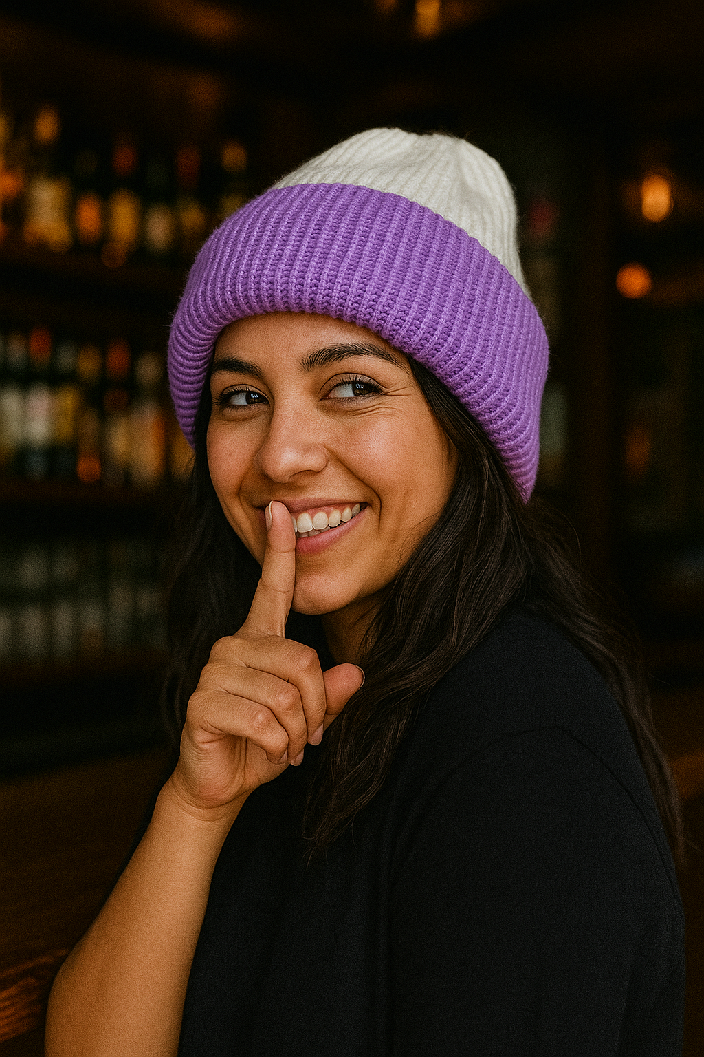 Beanie - Reversible - Purple and White