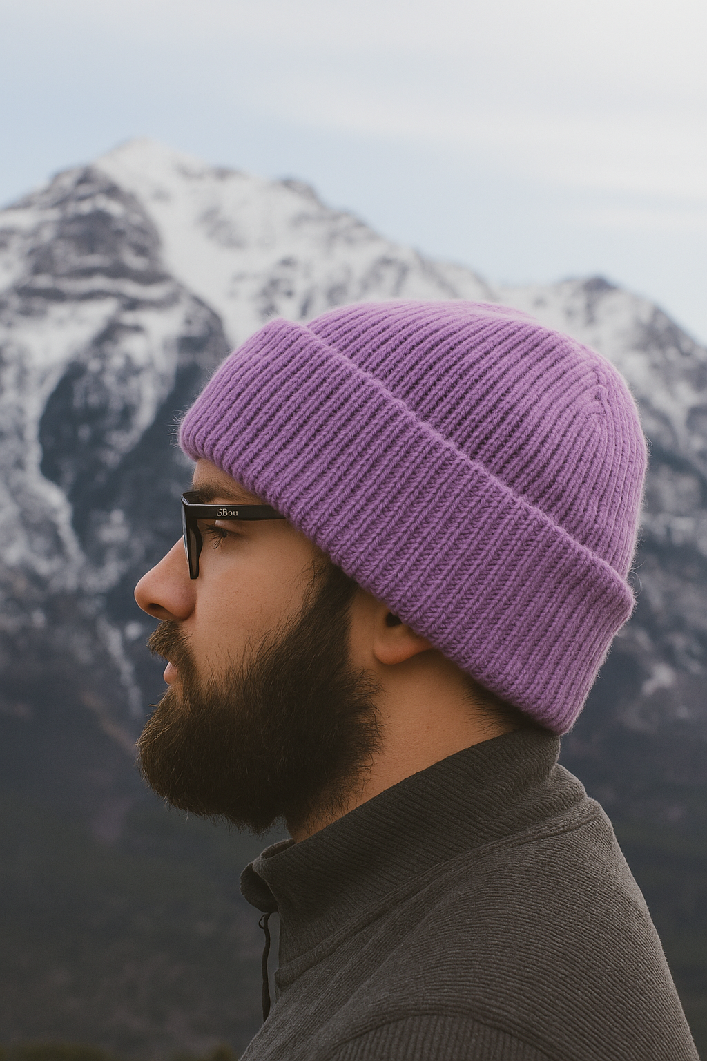 Beanie - Reversible - Purple and White