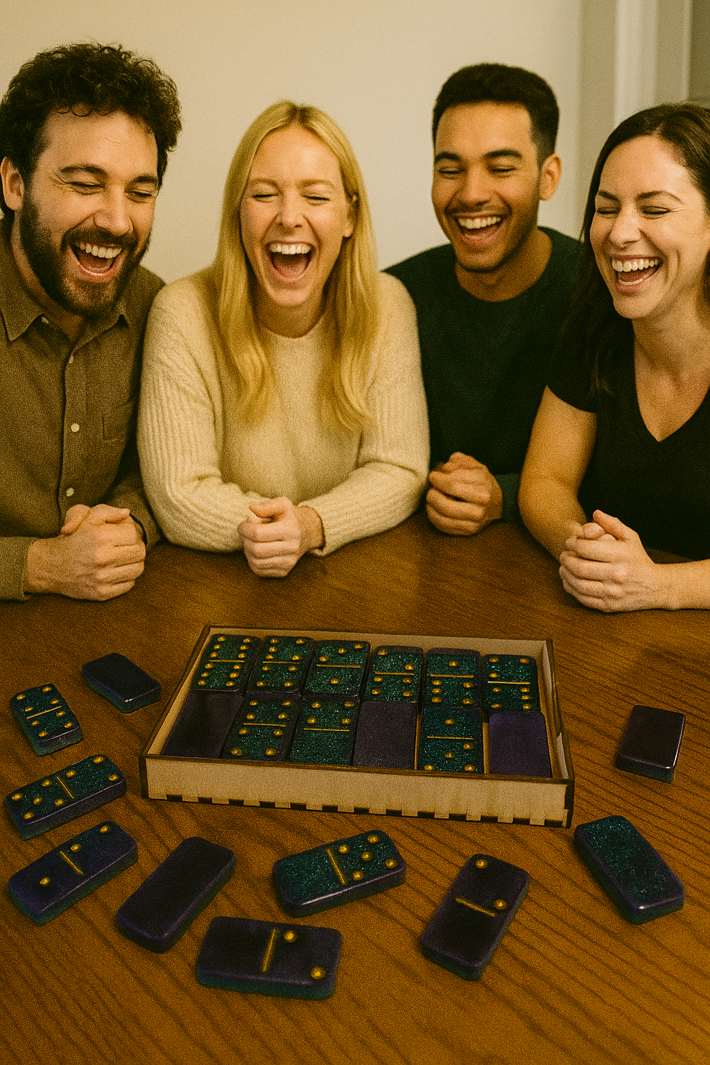 Dominos - Blue Sparkle with Purple Back