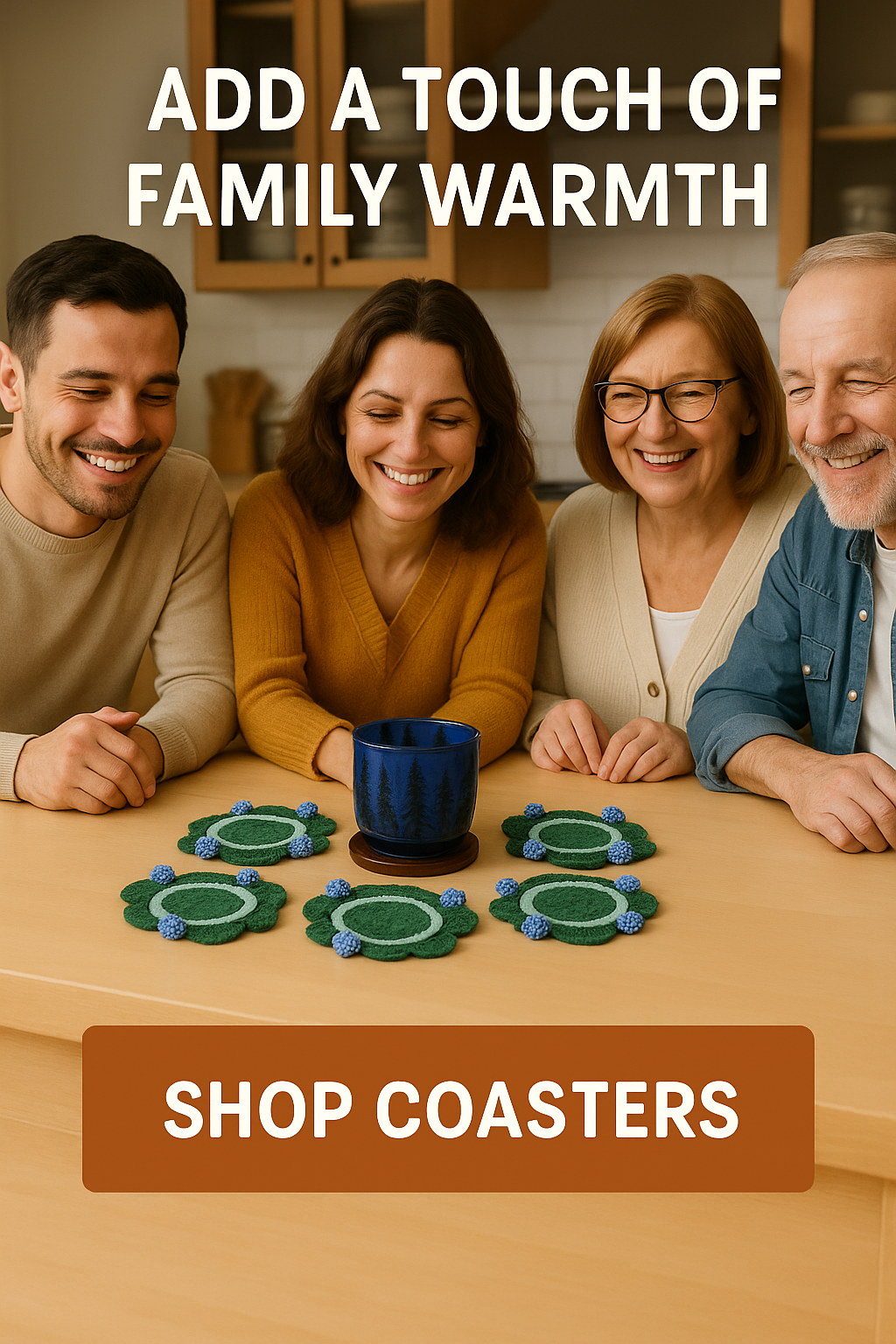 Coasters and Coaster holder - Blue