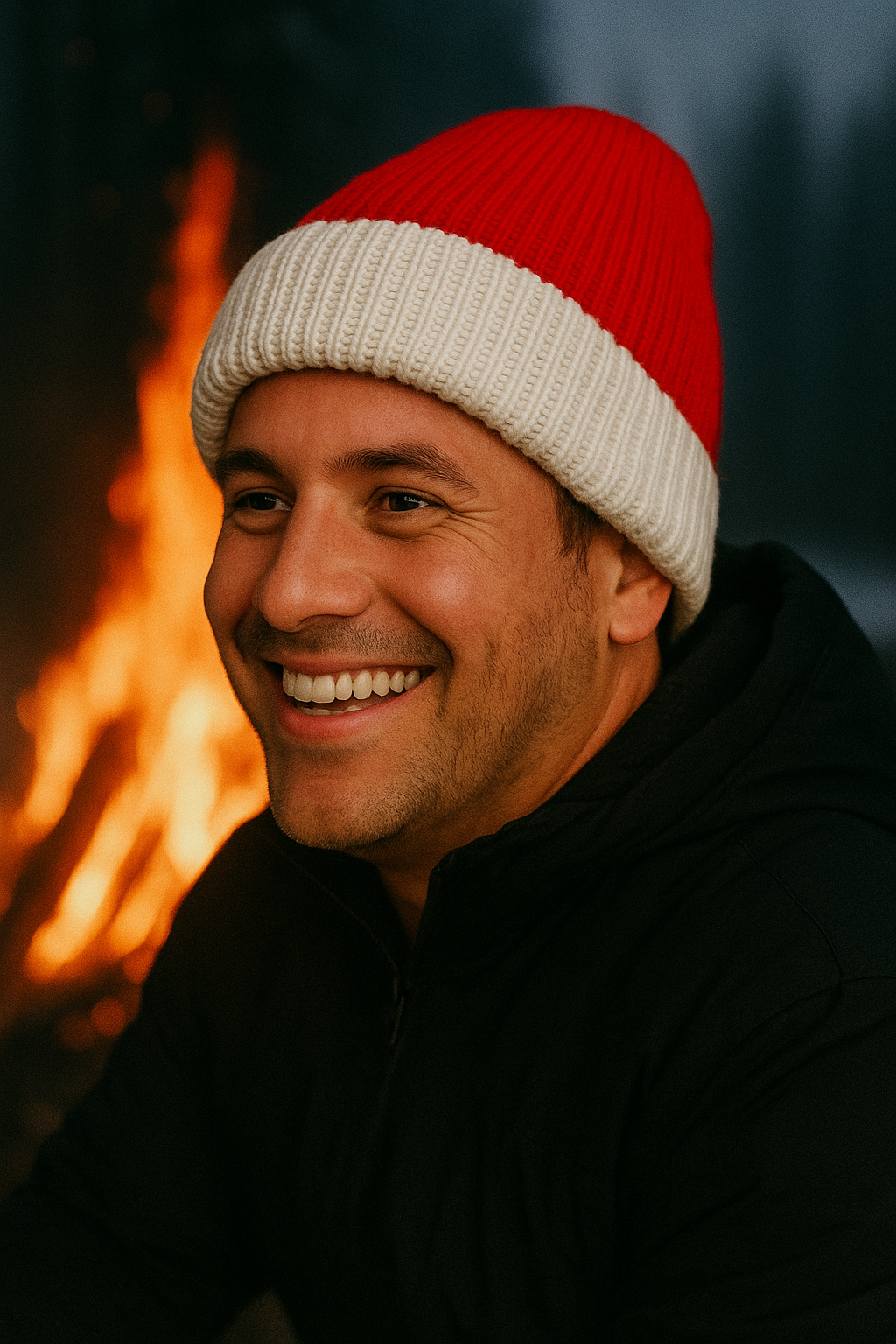 Beanie - Reversible - Red and White